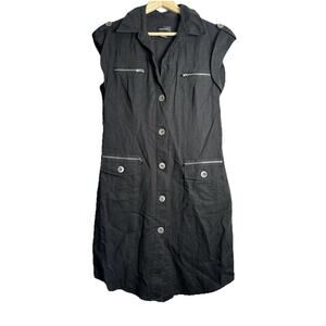 Spense Linen Blend Dress Womens Sz 8 Milatary Goth Steampunk Grunge Gorpcore‎